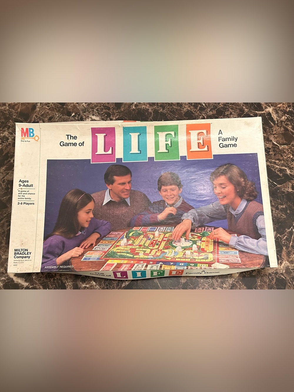 Vintage 1982 edition of "The Game of Life" by Milton Bradley